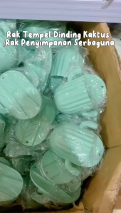 Rak Tempel Dinding Bentuk Kaktus 2In1 / Hook Tempat Penyimpanan Gantung Alat Cukur Karet Kuncir Kain Lap Kunci