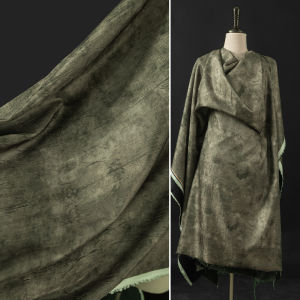 Vải Sọc Xanh Quân Đội Phong Cách Cổ Điển Cho Thiết Kế Quần Áo Vải Gấp Xếp Nếp Vải Polyester Vải Thủ Công DIY Vải Trang Phục