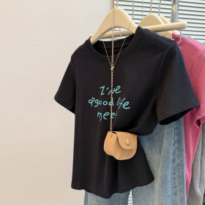 Áo Thun Tay Ngắn Thêu CEC Heavy Industry Dành Cho Nữ Mùa Hè Rộng Rãi Phong Cách Hàn Quốc Thiết Kế Nhỏ Gọn Sang Trọng Thời Trang