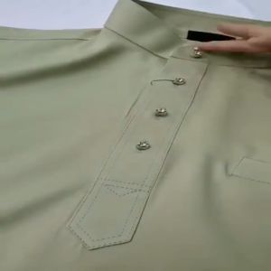 (Satin Matte) Sage Green Baju Melayu Modern Slim Fit / XS-5XL