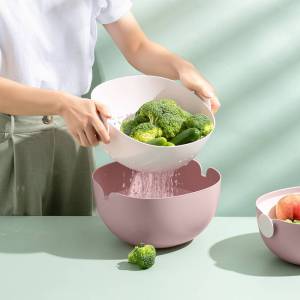 Double Layer Multi-Functional Plastic Drain Basket Kitchen Home Use Basket Fruit Washing Tray Creative Individual Living Room