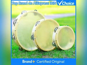 IRIN | 6+8+10 Inch Tambourine Toys Hand Held Tambourine Drum Bell Solid Wood Sheepskin Percussion Musical Instrument For KTV Games