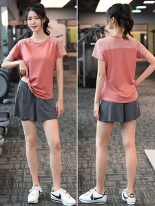 Loose Fitness Clothes Set for Women Thin Running Sports Suit Quick Dry Yoga Shorts Badminton Uniform Breathable T-Shirt Short Pants