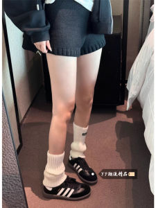 Korean Style Grey Knitted Shorts Women Winter New Arrival Small Size Loose Wool Cashmere Straight Leg Wide Leg Pants