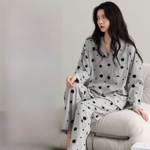 MiiOW | ชุดนอนผู้หญิงแขนยาวผ้าฝ้ายแท้ MiiOW 2025 ฤดูใบไม้ร่วง ชุดอยู่บ้าน ชุดนอน ชุดเสื้อคลุมคาร์ดิแกน ชุดนอนผู้หญิง ชุดนอนผู้หญิง