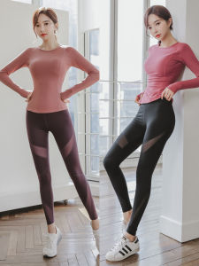 Women's Yoga Fitness Sports Wear: Long Sleeve Autumn Winter Running Top with Chest Pad Quick Dry Professional High End Set