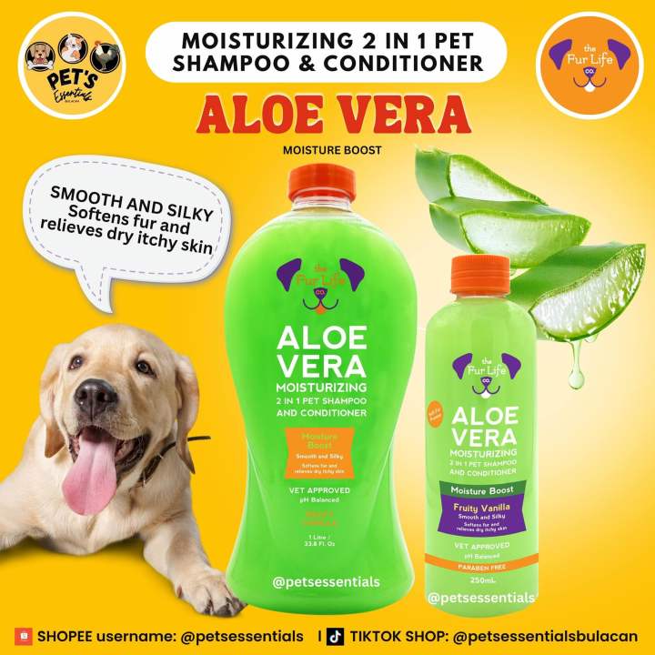Aloe Vera Moisturizing 2 in 1 Dog Shampoo and Conditioner Liter and