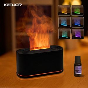 Aroma Humidifier เปลวไฟน้ํามันหอมระเหย Diffuser Air Humidifier สําหรับห้องนอนหน้าแรก Mini Air กลิ่นหอม Diffuser พร้อม LED Night Light