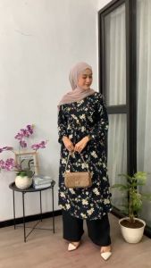 Setelan Tunik Aurey Rayon Premium Cringkel Airflow Adem Tunik Wanita Adem Rayon Premium Cantik