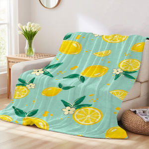 Beast Kingdom | Mint Lemon Pattern Winter And Summer Dual-Use Comfortable Flannel Blanket Soft And Sticky Sofa Cover Blanket Exquisite Gift