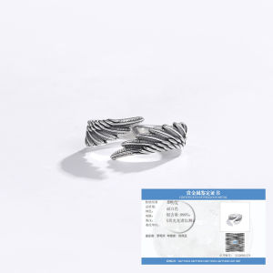 Angel Wing 999 Pure Silver Ring Couple Set Mens Birthday Gift Engraving Feather Design Fashionable Retro Style Jewelry