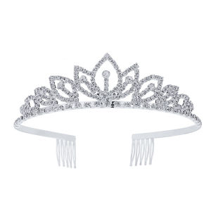 Sparkling Rhinestone Crown Silver Color Bridal Headpiece Wedding Hair Accessories Women Birthday Party Prom Tiara Gift