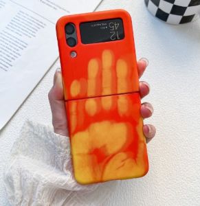 FLOVEME Thermal Sensor Color Change Phone Case For Samsung Galaxy Z Flip 4 Flip 3 5G Physical All-inclusive PC Hard Back Cover For Galaxy Z Flip 4 Flip 3