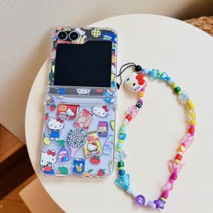 Sanrio | Ốp Điện Thoại Hình Hoa Hoạt Hình Dễ Thương Hello Kitty Pacha Dog Cho Samsung Galaxy Z Flip Chống Sốc Chống Trầy Xước Chống Nước Có Chân Đế