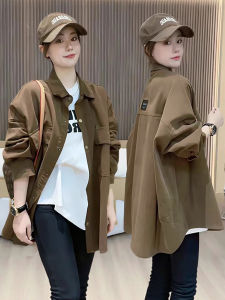 Casual Loose-Fit Workwear Denim Shirt Jacket for Women
