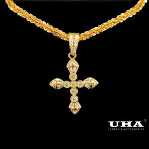M1434 Mặt và dây chuyền nữ thánh giá đính đá sáng lấp lánh UHA
