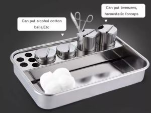 Stainless Steel Teeth Instrument Storage Sterilization Tray with Holder Box