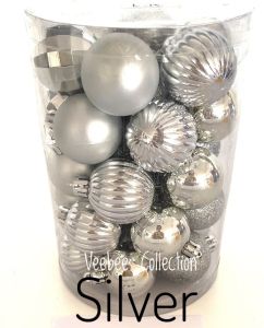 Mainan natal Bola tabung mix 4cm 34pc/ hiasan pohon natal pohon terang/ aksesoris ornament natal