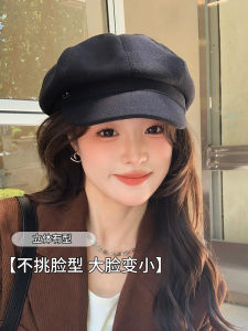 หมวกเบเรตตาสปอร์ตสไตล์วินเทจฤดูใบไม้ผลิและฤดูใบไม้ร่วงสำหรับผู้หญิง หมวกทรงสี่เหลี่ยมหกเหลี่ยมสำหรับวาดภาพ หมวกเด็กส่งหนังสือพิมพ์ หมวกปากเป็ด