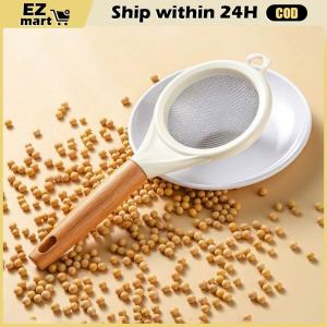 Stainless Steel Strainers Small Metal Sifter With Wooden Handle Fine Mesh Strainers For Kitchen Rice Juice Cocoa Matcha Powder Stainless Steel Handheld Strainer