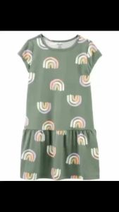 Childrens short flared dress with short sleeves rainbow green | Carters size M