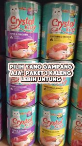 PAKET 3 KALENG - Crystal Kitty Kaleng Makanan Basah Kucing 400GR Semua Umur Wet Food All Stages