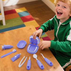 Childrens Toy Dentist Simulation Set Oral Care Teaching Toy Kindergarten Props 9-Piece Set Two Color Optional for Men and Women