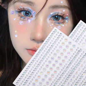 1Pcs 3D Iridescent Sunflower Face Rhinestones Stickers Sparkling Stereo Jewels Self-Adhesive Tattoo for DIY Party Eye&Body Decor