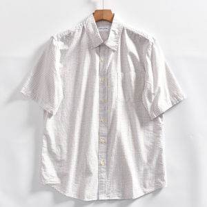 Daily Order ~ Artsy Yarn-Dyed Gingham! Summer Export Men Breathable Plaid Washed Pure Cotton Easiest for Match Short Sleeve Shirt