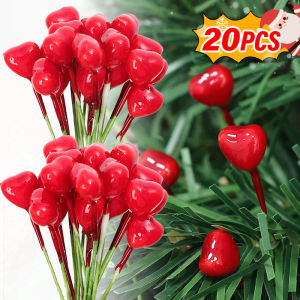 Yespery 20 cái trái tim giáng sinh quả Nhân Tạo Hoa giả tự làm vòng hoa đồ trang trí cây thông Noel trang trí Giáng sinh