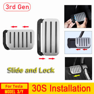 3rd Gen Brake Accelerator Pedal Cover for Tesla Model Y 2023-2025 Launch Model 3 Highland Aluminum Foot Pad Trim Car Accessories