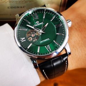 Fashion Mechanical Watch for Men Green Skeleton Dial Business Automatic Mens Watches Top Brand Luxury Forsining Wristwatches New