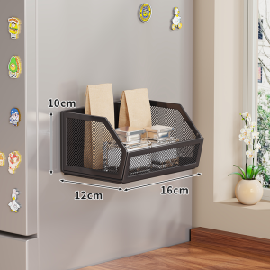 Refrigerator Side Multifunctional No-drilling Magnetic Storage Box Rack
