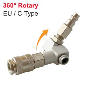 Rotatable Pneumatic Connector Air Tool Hose Fitting Coupler Europe & C-Type Adaptor With DN8 G1/4 Thread