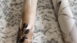 Beige Watercolor Floral Self Adhesive Wallpaper Morden Waterproof Peel And Stick Flower Cabinet Sticker For Living Room