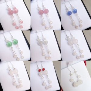 New Year Lucky Pure Silver Jade Earrings Fashionable Versatile Original Design Womens Jewelry  out New Arrival