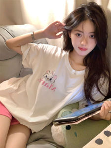 Pure Cotton Sleepwear Set for Women Summer Sporty Casual Short Sleeve Shorts Outdoors Home Clothes Two-Piece Ensemble