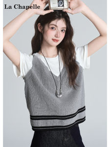 La Chapelle | Two-piece Design Knitted Panel T-Shirt