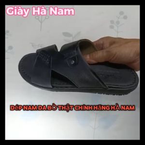 Dép Nam Quai Ngang Da Bò Thật HÀ NAM Cao Cấp DNA2217