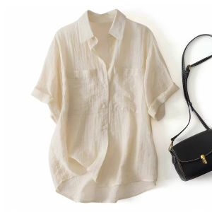 HUAXUNRAN | Linen Cotton Loose Slimming Mothers Blouse