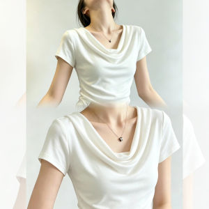 La Chapelle | Áo Thun Ôm Body Mùa Hè Mới Phong Cách Đơn Giản Tối Thiểu Short Sleeve V-Neck