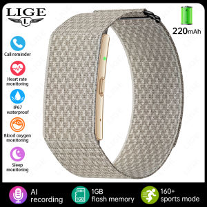 LIGE | LIGE No Screen Smart Wristbands AI Meeting Recording Transcription Heart Rate Health Smart Bracelet Call Reminder Smart Watches