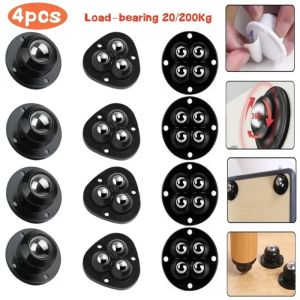New 4Pcs Self Adhesive Mute Ball Pulley Universal Wheel Load 300Kg Furniture Casters Wheels Stainless Steel Wheel 360° Rotation
