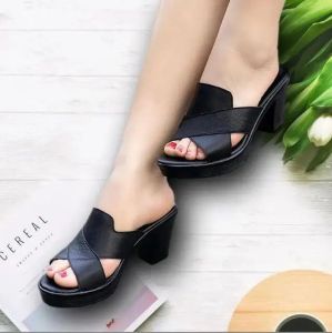 Sandal heels tumit bahan kulit berkualitas T-005
