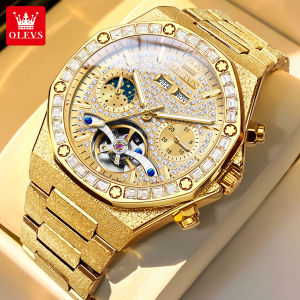 OLEVS Genuine Imported Automatic Mechanical Watch Mens Waterproof Luminous Luxury Hollow Tourbillon Trend Men Watches
