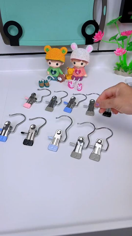 Anti-Rust Clip Space-Saving Clothespin Hat Pants Storage Hanging Travel Hook Klip Topi Seluar Penyimpanan Cangkuk