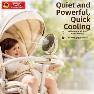 KUWUBIANJING | Clamp On Fan Adjustable Head Charging Home Multifunction Silent Powerful Circulation
