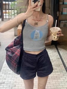 American Style Workwear Shorts Womens Super Short Elastic Fitness Casual Summer High Waist Wide Leg Pants Commute Style