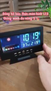 Đồng Hồ Để Bàn LED Màn Hình LCD Báo Thức Cảm Biến Âm Thanh
