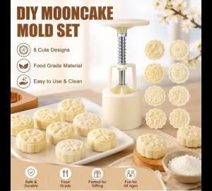 Flower Shaped Mooncake Mold Set Cake Mold Hand Pressure Fondant Moon Flower Moon Cake Mold With 4Pcs Stamps Dropshipping